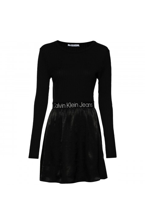 Vestido Calvin Klein Jeans Logo Elastic Mock Ne