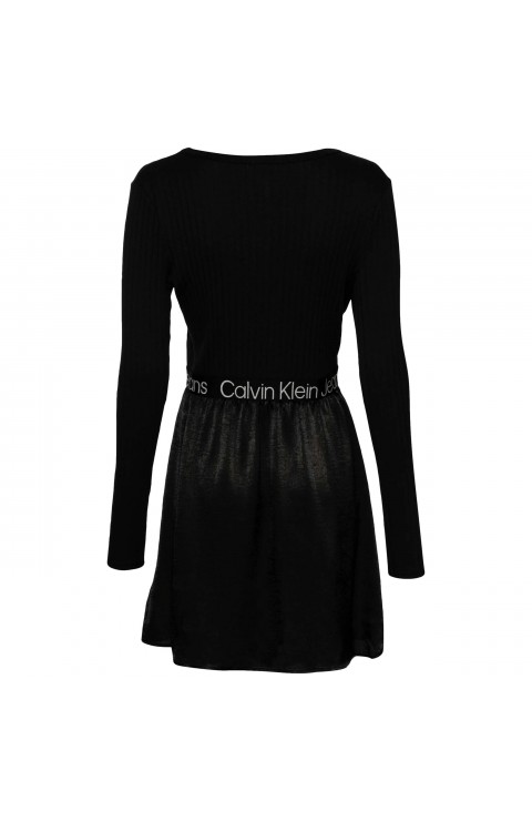 Vestido Calvin Klein Jeans Logo Elastic Mock Ne