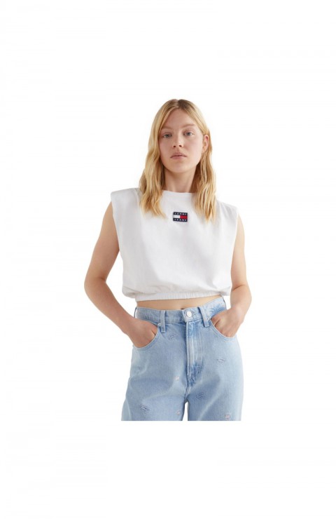 Camiseta Tommy Jeans Tjw Crop Elasticated Badge Tank