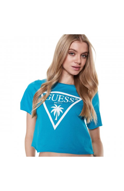 Camiseta Guess Ss Cn Logo Crop Tee