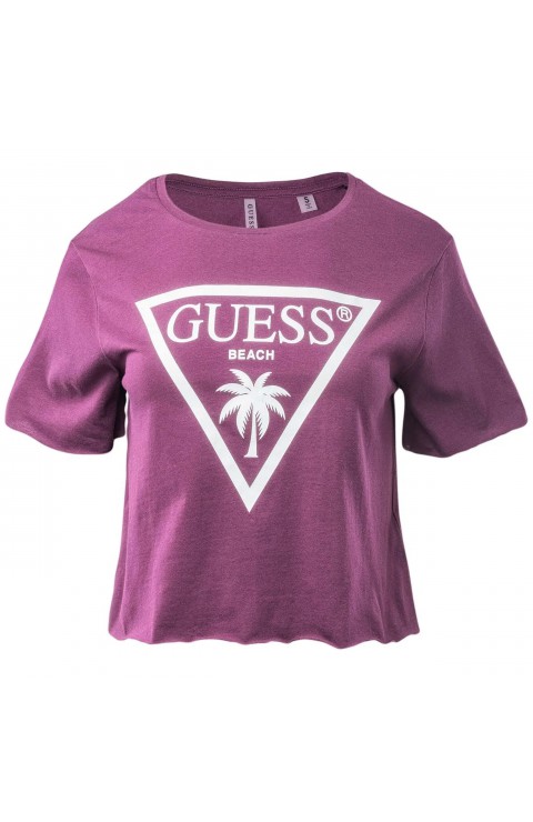 Camiseta Guess Ss Cn Logo Crop Tee