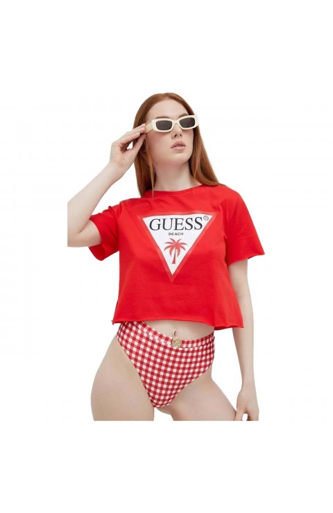 Camiseta Guess Ss Cn Logo Crop Tee