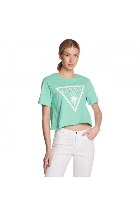 Camiseta Guess Ss Cn Logo Crop Tee