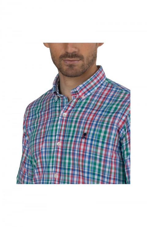 Camisa Pulpo Camisa Lino-Algodon Multi Rojo Multi