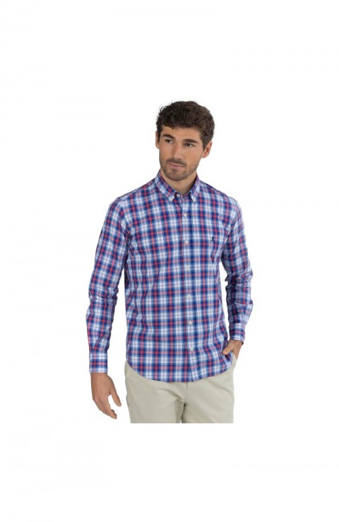 Camisa Pulpo Camisa Popelin Cuadro Medio Azul Multi