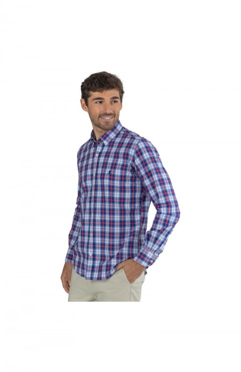 Camisa Pulpo Camisa Popelin Cuadro Medio Azul Multi