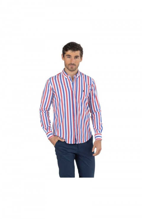 Camisa Pulpo Camisa Raya Ancha Bicolor Rojo