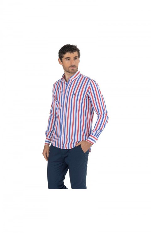 Camisa Pulpo Camisa Raya Ancha Bicolor Rojo