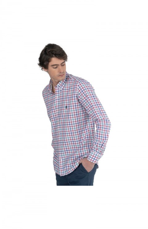 Camisa Pulpo Camisa Sarga Cuadro Ventana Rojo