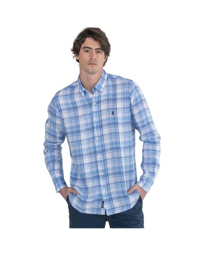 Camisa Pulpo Camisa Lino Tartan Multi Azul Multi