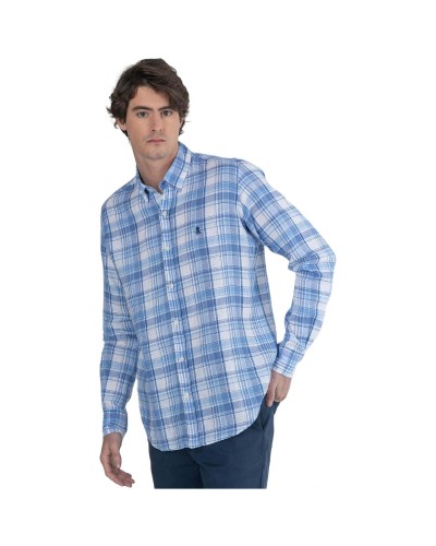 Camisa Pulpo Camisa Lino Tartan Multi Azul Multi