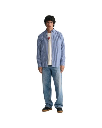 Camisa Gant Reg Poplin Stripe Shirt
