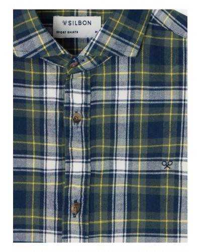 Camisa Silbon Camisa Sport Cuadro Tartan Bicolor