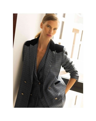 Chaqueta Silbon Americana Detalles Terciopelo Cuadros