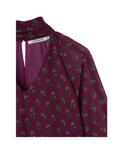 Camisa Silbon Blusa Cuello Estampado Motivos