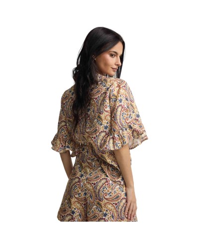 Camisa Silbon Blusa Manga Volante Estampado