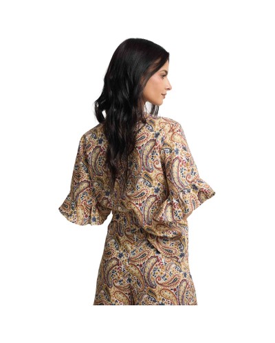 Camisa Silbon Blusa Manga Volante Estampado