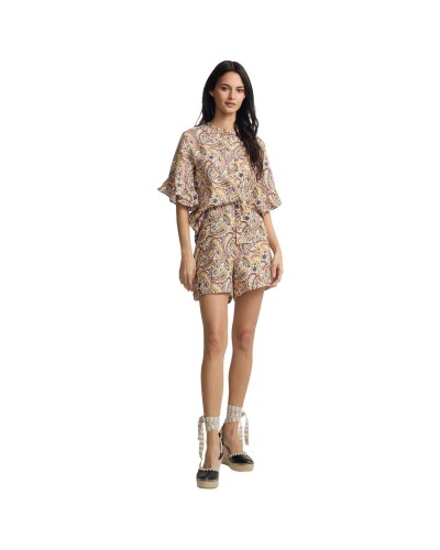 Camisa Silbon Blusa Manga Volante Estampado