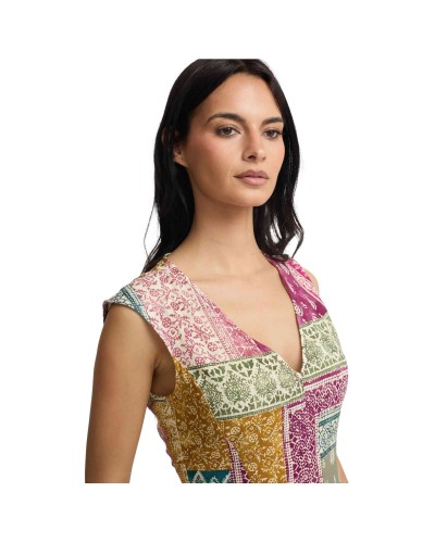 Vestido Silbon Vesttido Midi Estammpado Patchwork