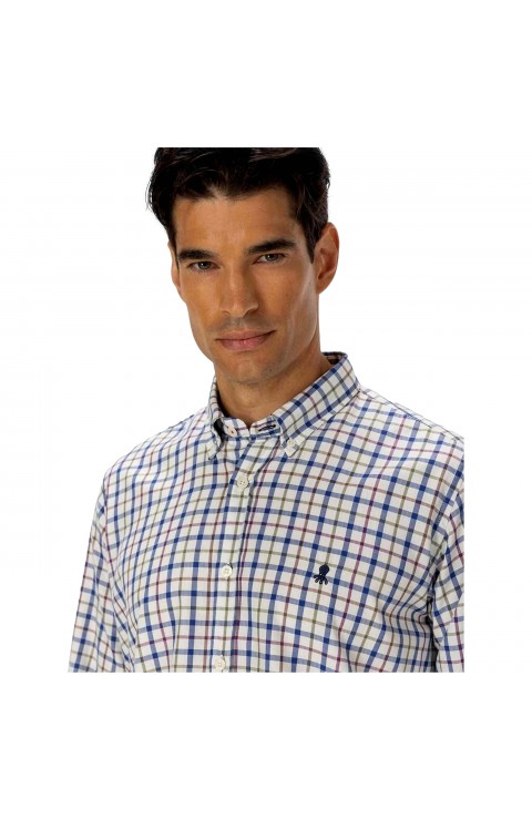 Camisa Pulpo Camisa Multi Comb Check Azul Indigo